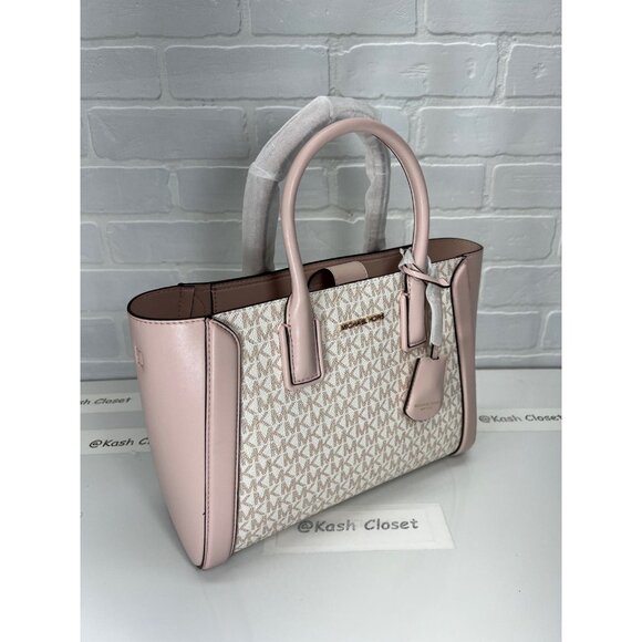 Michael Kors satchel MD purse ipad case kali shoulder bag opticwhite Rose Gold - Picture 3 of 12